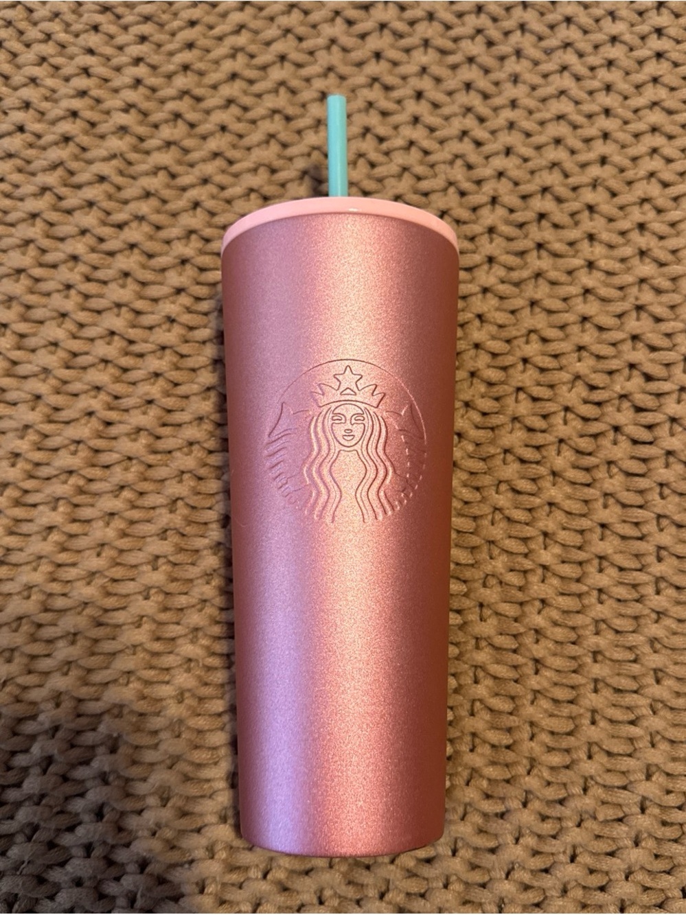 Starbucks Shimmery Rose Metallic Tumbler with Mint Accent